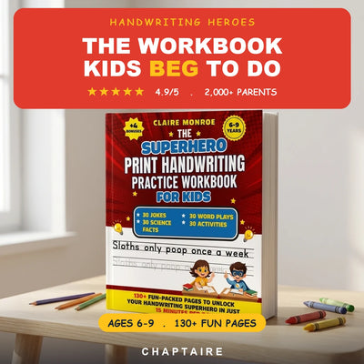 The Superhero Print Handwriting Practice Workbook For Kids